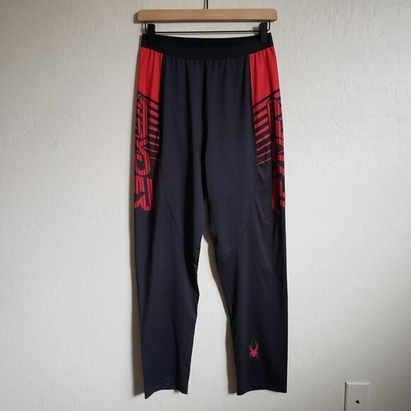 Spyder Baselayer Pants High Rise Stretch Elastic Waist Black Red Size Women's XL - Picture 1 of 9